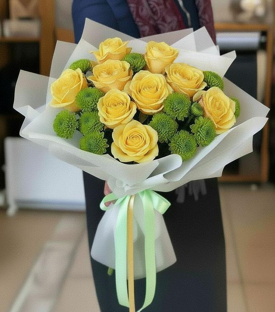 Букет цветов из: Хризантемы и Розы в Старой Ситне