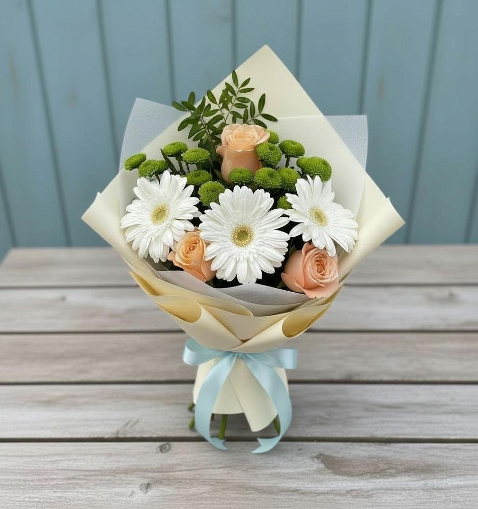 Букет цветов из: Герберы, Розы и Хризантемы в Старой Ситне