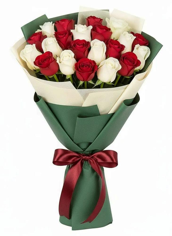 Букет Микс из красных и белых роз в Старой Ситне