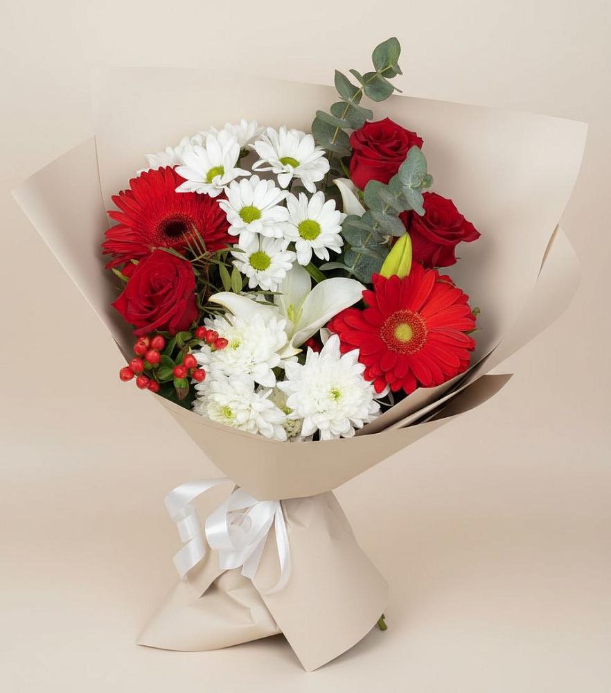 Букет цветов из: Розы, Хризантемы, Герберы и Лилии в Старой Ситне