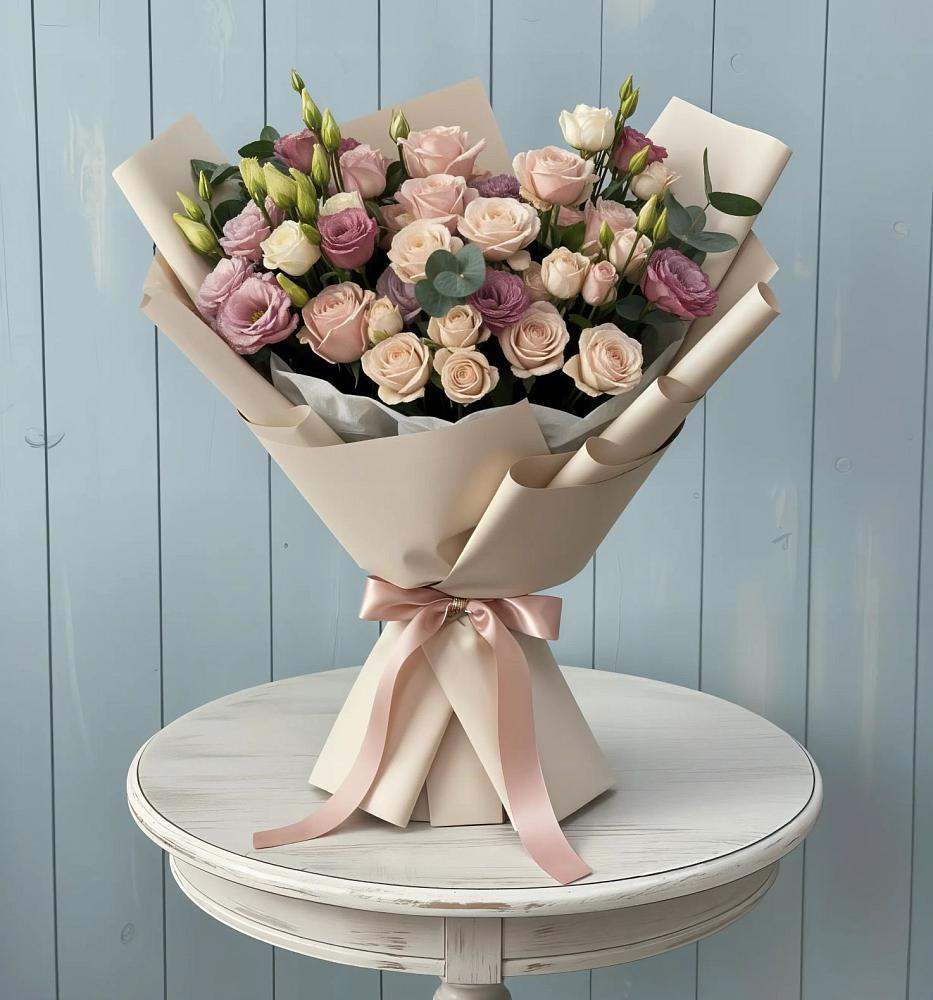 Букет цветов из: Розы и Лизиантусы в Старой Ситне