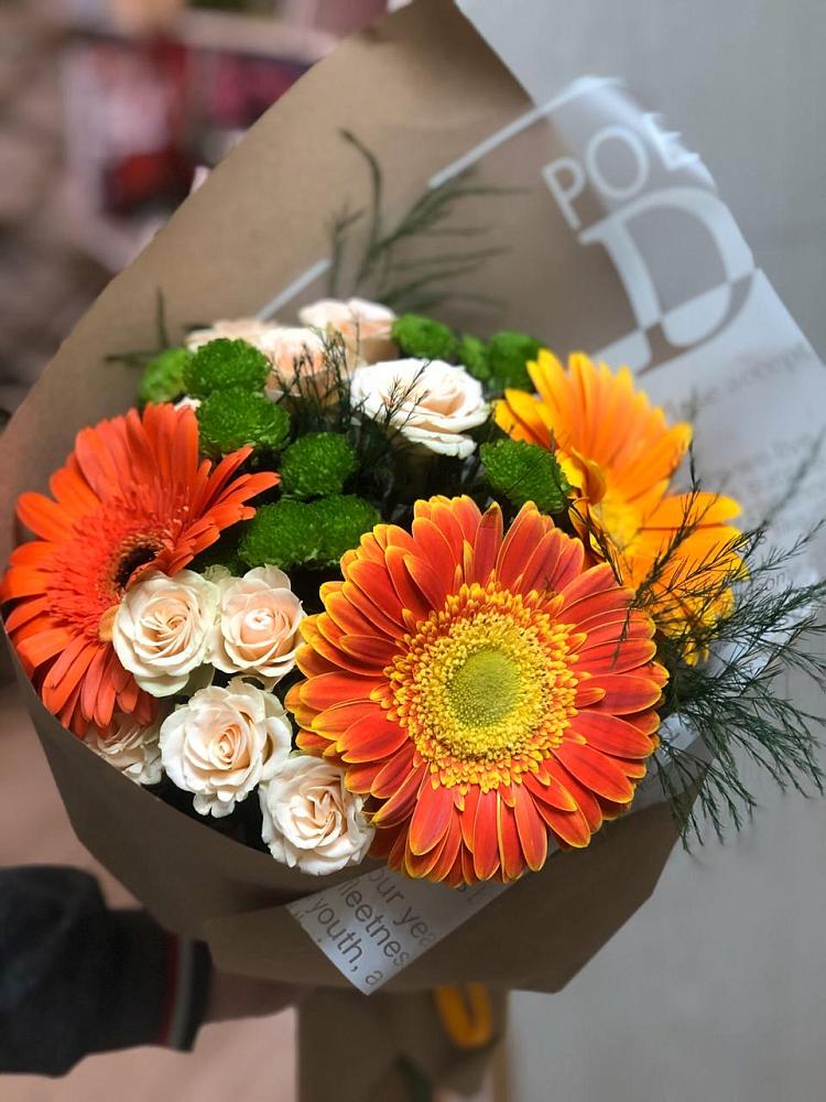 Букет цветов из: Герберы, Хризантемы и Розы в Старой Ситне