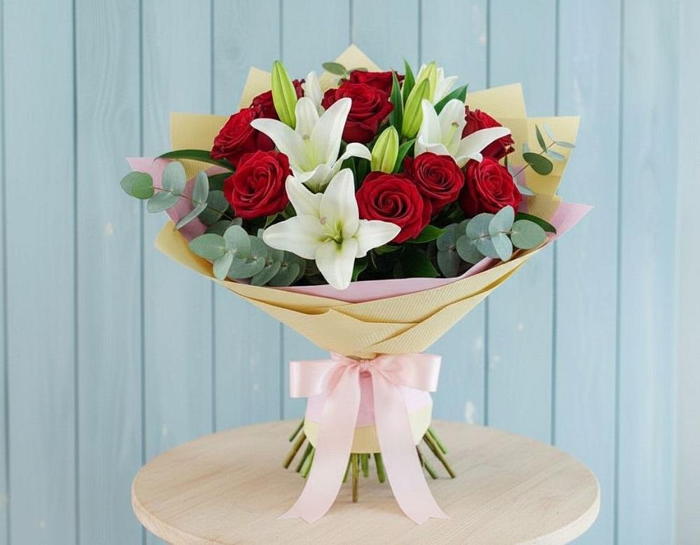 Букет цветов из: Лилии и Розы в Старой Ситне